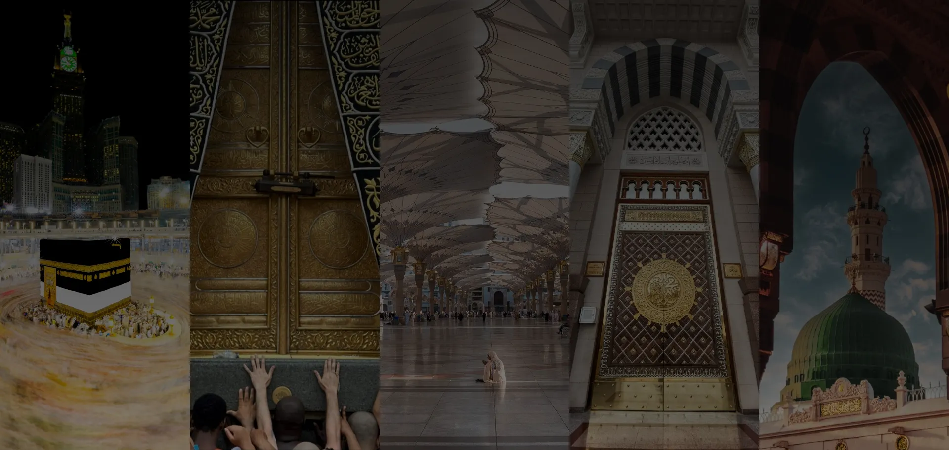 Itimaar Hajj and Umrah banner showing pilgrimages